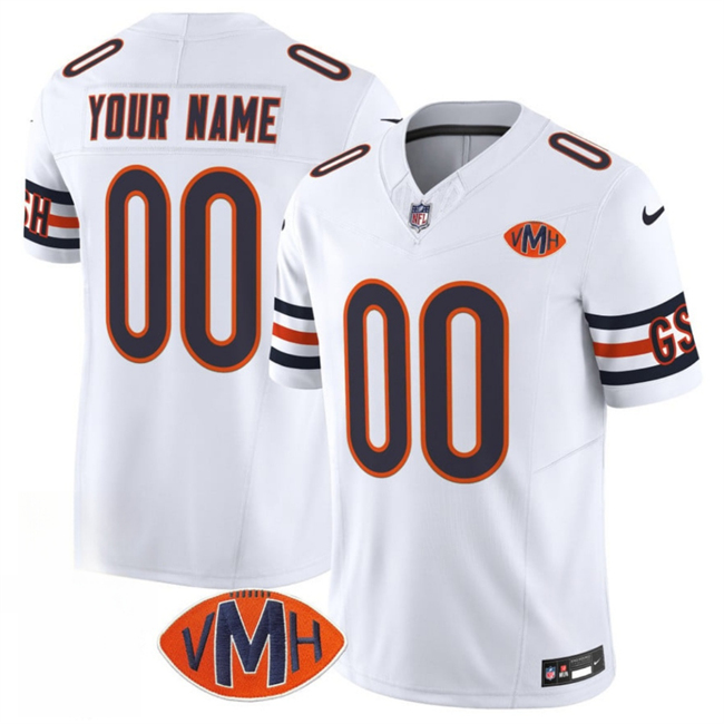 Men's Chicago Bears Active Player Custom White 2025 F.U.S.E. With VMH Patch Vapor Untouchable Limited Stitched Football Jersey